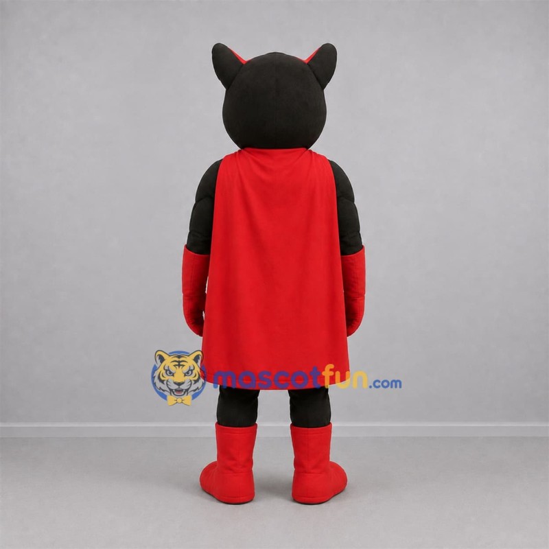 Custom Black and Red Superhero Fox Mascot Costume Adult Full Body Suit for Stage Performances Custom Black and Red Superhero Fox Mascot Costume Adult Full Body Suit for Stage Performances