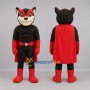 Custom Black and Red Superhero Fox Mascot Costume Adult Full Body Suit for Stage Performances