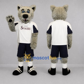 Custom Gray and White Wolf Mascot Costume Adult Full Body Suit for Sports Events