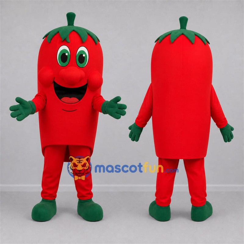 Custom Red and Green Pepper Mascot Costume Adult Full Body Suit for Food Festivals