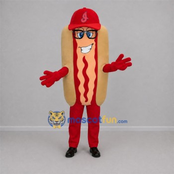 Custom Brown and Red Hot Dog Mascot Costume Adult Full Body Suit for Food Festivals Custom Brown and Red Hot Dog Mascot Costume Adult Full Body Suit for Food Festivals