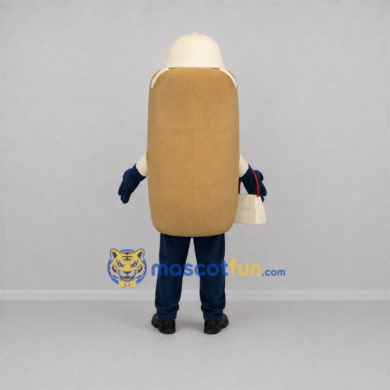 Custom Brown and Cream Hot Dog Mascot Costume Adult Full Body Suit for Food Festivals Custom Brown and Cream Hot Dog Mascot Costume Adult Full Body Suit for Food Festivals