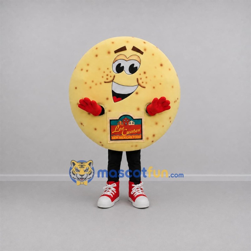 Custom Golden Yellow Tortilla Mascot Costume Adult Full Body Suit for Food Festivals Custom Golden Yellow Tortilla Mascot Costume Adult Full Body Suit for Food Festivals