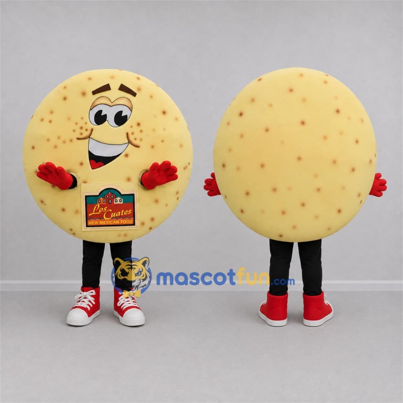 Custom Golden Yellow Tortilla Mascot Costume Adult Full Body Suit for Food Festivals Custom Golden Yellow Tortilla Mascot Costume Adult Full Body Suit for Food Festivals