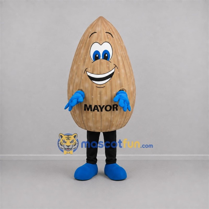 Custom Brown Almond Mascot Costume Adult Full Body Suit for Food Festivals Custom Brown Almond Mascot Costume Adult Full Body Suit for Food Festivals