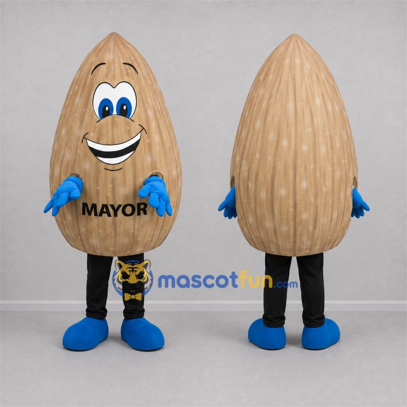 Custom Brown Almond Mascot Costume Adult Full Body Suit for Food Festivals Custom Brown Almond Mascot Costume Adult Full Body Suit for Food Festivals