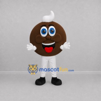 Custom Brown and White Round Dessert Mascot Costume Adult Full Body Suit for Food Festivals Custom Brown and White Round Dessert Mascot Costume Adult Full Body Suit for Food Festivals