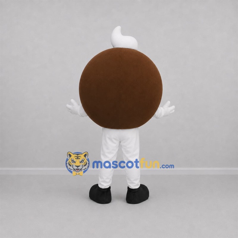 Custom Brown and White Round Dessert Mascot Costume Adult Full Body Suit for Food Festivals Custom Brown and White Round Dessert Mascot Costume Adult Full Body Suit for Food Festivals