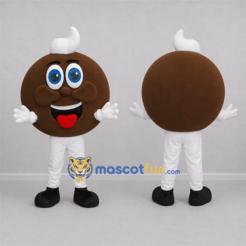 Custom Brown and White Round Dessert Mascot Costume Adult Full Body Suit for Food Festivals