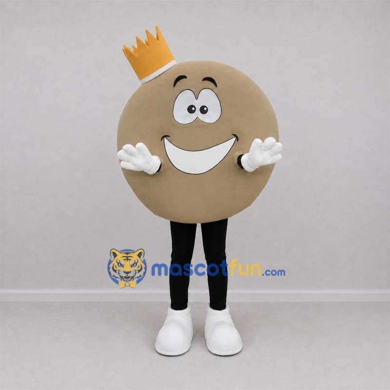 Custom Tan and Gold Round King Character Mascot Costume Adult Full Body Suit for Stage Performances Custom Tan and Gold Round King Character Mascot Costume Adult Full Body Suit for Stage Performances