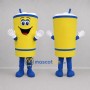 Custom Yellow and Blue Drink Cup Mascot Costume Adult Full Body Suit for Food Festivals