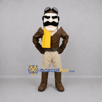 Custom Brown and Yellow Aviator Mascot Costume Adult Full Body Suit for Aviation Events Custom Brown and Yellow Aviator Mascot Costume Adult Full Body Suit for Aviation Events