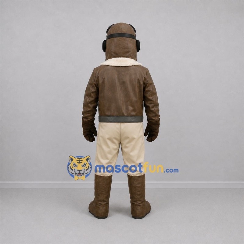 Custom Brown and Yellow Aviator Mascot Costume Adult Full Body Suit for Aviation Events Custom Brown and Yellow Aviator Mascot Costume Adult Full Body Suit for Aviation Events