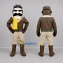 Custom Brown and Yellow Aviator Mascot Costume Adult Full Body Suit for Aviation Events