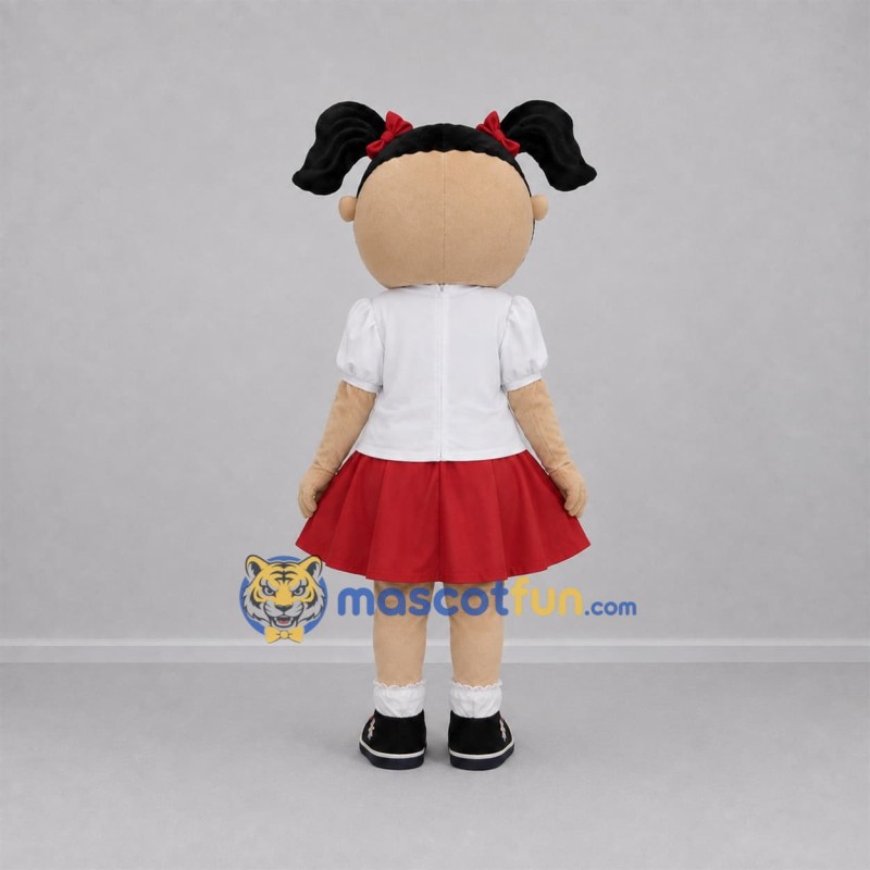 Custom White and Red Girl Mascot Costume Adult Full Body Suit for School Events Custom White and Red Girl Mascot Costume Adult Full Body Suit for School Events