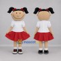 Custom White and Red Girl Mascot Costume Adult Full Body Suit for School Events