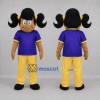 Custom Purple and Yellow Girl Mascot Costume Adult Full Body Suit for School Events Custom Purple and Yellow Girl Mascot Costume Adult Full Body Suit for School Events