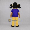 Custom Purple and Yellow Girl Mascot Costume Adult Full Body Suit for School Events Custom Purple and Yellow Girl Mascot Costume Adult Full Body Suit for School Events