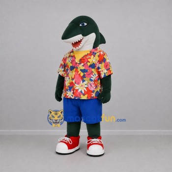 Custom Dark Green and Blue Shark Mascot Costume Adult Full Body Suit for Summer Events