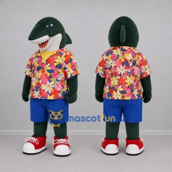 Custom Dark Green and Blue Shark Mascot Costume Adult Full Body Suit for Summer Events