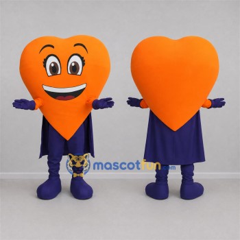 Custom Orange and Purple Superhero Heart Mascot Costume Adult Full Body Suit for Community Events