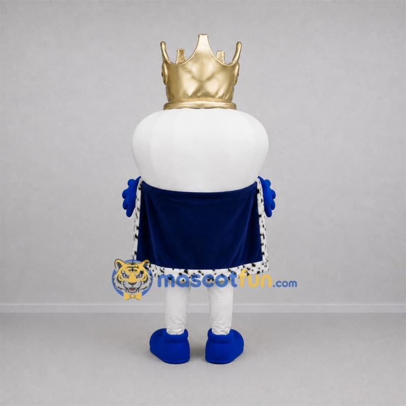 Custom White and Gold Tooth King Mascot Costume Adult Full Body Suit for Dental Events Custom White and Gold Tooth King Mascot Costume Adult Full Body Suit for Dental Events