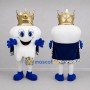 Custom White and Gold Tooth King Mascot Costume Adult Full Body Suit for Dental Events