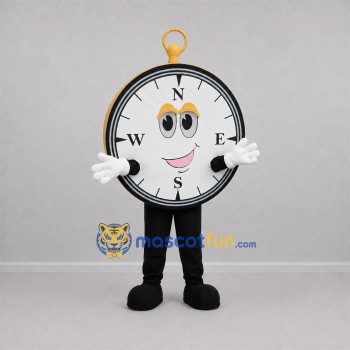 Custom White and Gold Compass Mascot Costume Adult Full Body Suit for Outdoor Events Custom White and Gold Compass Mascot Costume Adult Full Body Suit for Outdoor Events