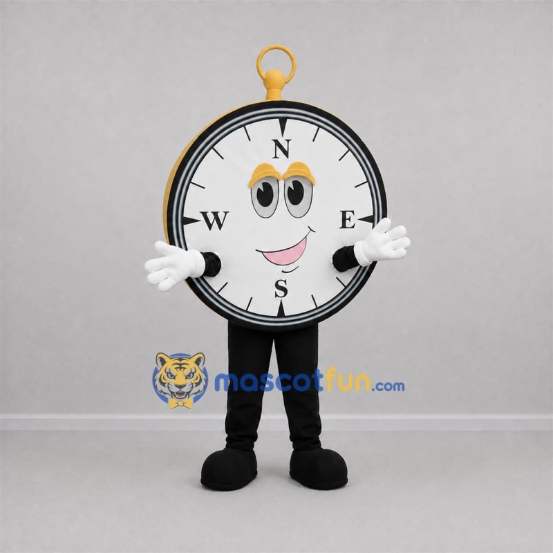 Custom White and Gold Compass Mascot Costume Adult Full Body Suit for Outdoor Events Custom White and Gold Compass Mascot Costume Adult Full Body Suit for Outdoor Events