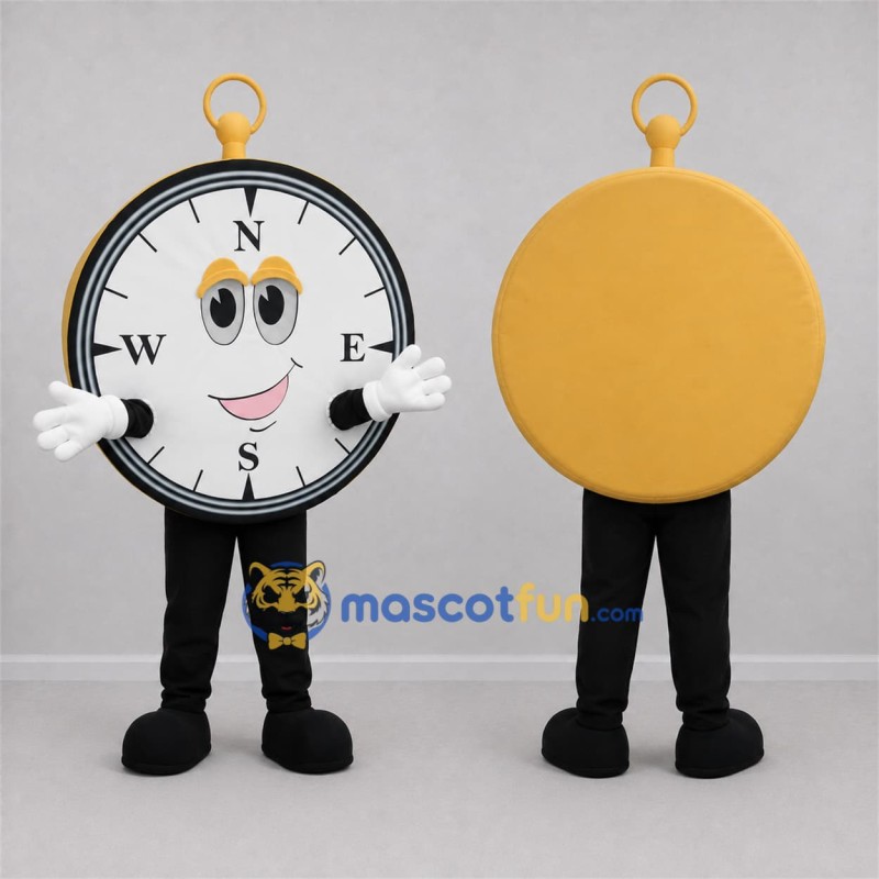 Custom White and Gold Compass Mascot Costume Adult Full Body Suit for Outdoor Events Custom White and Gold Compass Mascot Costume Adult Full Body Suit for Outdoor Events