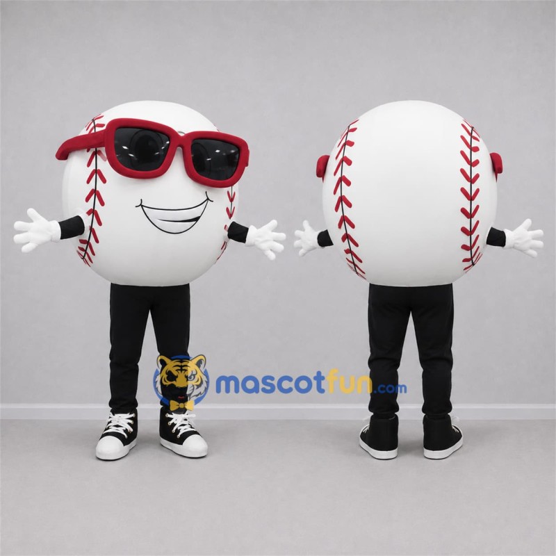 Custom White and Red Baseball Mascot Costume Adult Full Body Suit for Sports Events Custom White and Red Baseball Mascot Costume Adult Full Body Suit for Sports Events