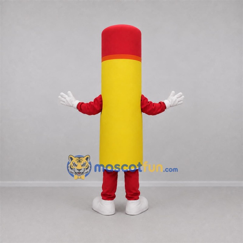 Custom Yellow and Red Capped Tube Mascot Costume Adult Full Body Suit for Promotional Events Custom Yellow and Red Capped Tube Mascot Costume Adult Full Body Suit for Promotional Events