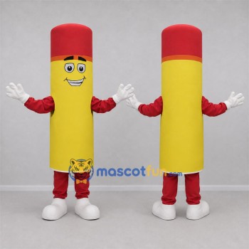 Custom Yellow and Red Capped Tube Mascot Costume Adult Full Body Suit for Promotional Events
