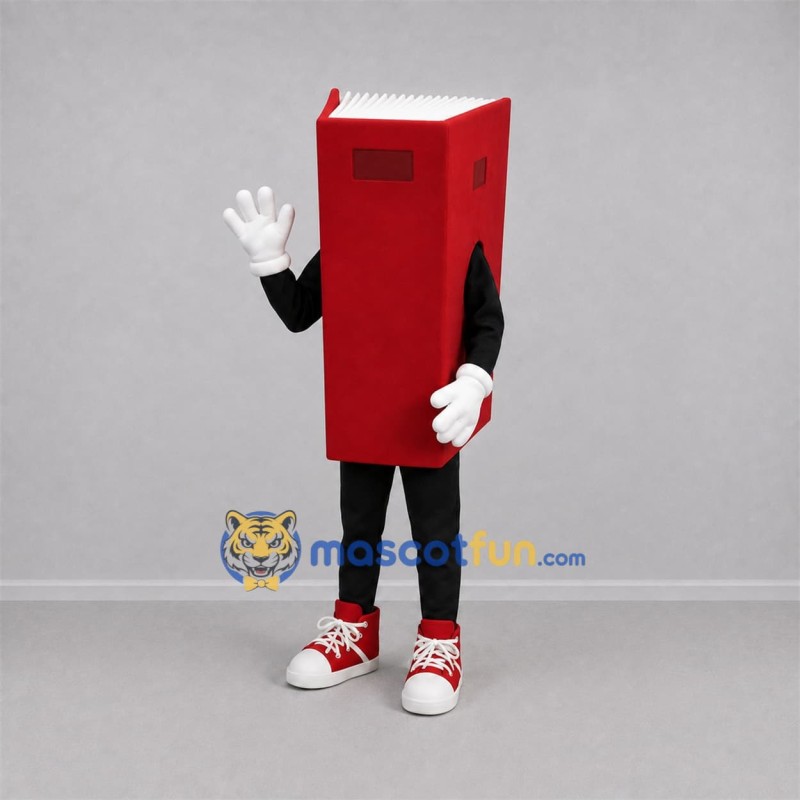 Custom Red and White Book Mascot Costume Adult Full Body Suit for Reading Events Custom Red and White Book Mascot Costume Adult Full Body Suit for Reading Events