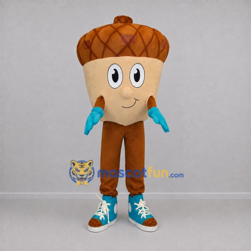 Custom Tan and Brown Acorn Mascot Costume Adult Full Body Suit for Nature Events Custom Tan and Brown Acorn Mascot Costume Adult Full Body Suit for Nature Events