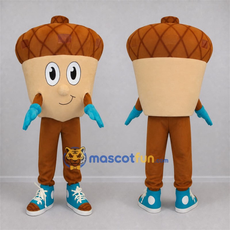 Custom Tan and Brown Acorn Mascot Costume Adult Full Body Suit for Nature Events Custom Tan and Brown Acorn Mascot Costume Adult Full Body Suit for Nature Events