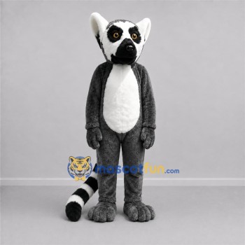 Custom Gray and White Ring-Tailed Lemur Mascot Costume Adult Full Body Suit for Wildlife Events