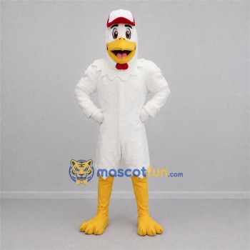 Custom White and Yellow Chicken Mascot Costume Adult Full Body Suit for Farm Events Custom White and Yellow Chicken Mascot Costume Adult Full Body Suit for Farm Events
