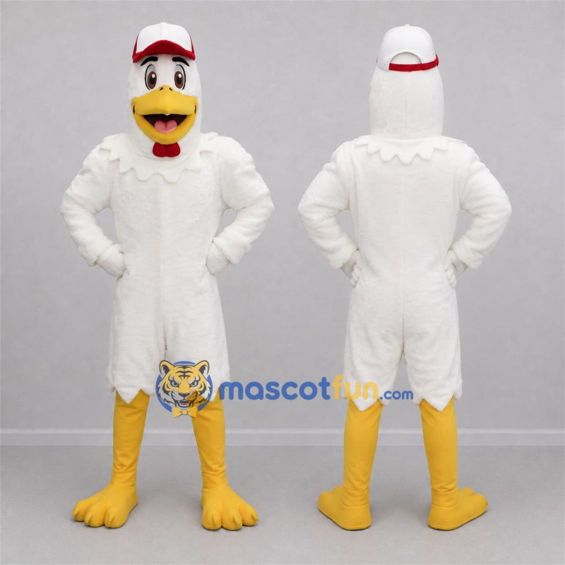 Custom White and Yellow Chicken Mascot Costume Adult Full Body Suit for Farm Events Custom White and Yellow Chicken Mascot Costume Adult Full Body Suit for Farm Events