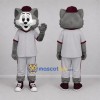 Custom Gray and Burgundy Baseball Cat Mascot Costume Adult Full Body Suit for Sports Events Custom Gray and Burgundy Baseball Cat Mascot Costume Adult Full Body Suit for Sports Events
