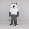 Custom Gray and White Dog Mascot Costume Adult Full Body Suit for School Events Custom Gray and White Dog Mascot Costume Adult Full Body Suit for School Events