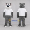 Custom Gray and White Dog Mascot Costume Adult Full Body Suit for School Events Custom Gray and White Dog Mascot Costume Adult Full Body Suit for School Events