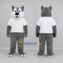 Custom Gray and White Dog Mascot Costume Adult Full Body Suit for School Events
