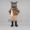Custom Gray and Brown Aviator Donkey Mascot Costume Adult Full Body Suit for Aviation Events