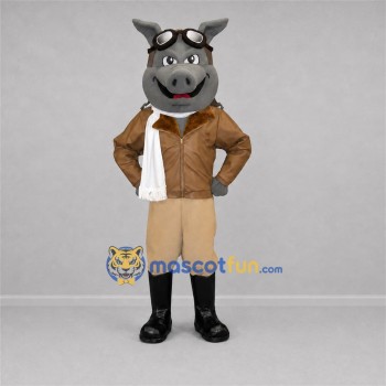 Custom Gray and Brown Aviator Donkey Mascot Costume Adult Full Body Suit for Aviation Events Custom Gray and Brown Aviator Donkey Mascot Costume Adult Full Body Suit for Aviation Events