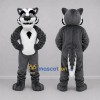 Custom Gray and White Wolf Mascot Costume Adult Full Body Suit for Sports Events