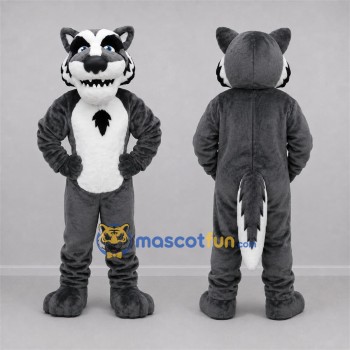 Custom Gray and White Wolf Mascot Costume Adult Full Body Suit for Sports Events