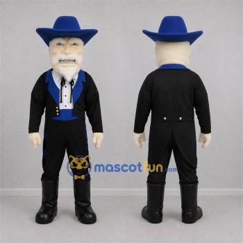 Custom Black and Blue Cowboy Mascot Costume Adult Full Body Suit for Western Events