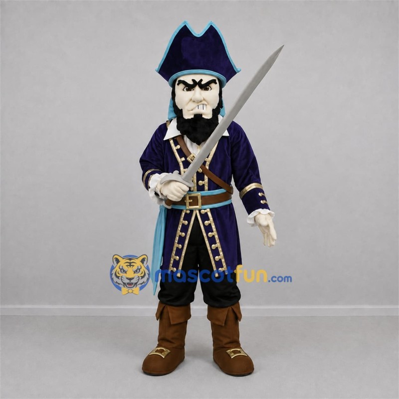 Custom Purple and Brown Pirate Captain Mascot Costume Adult Full Body Suit for Pirate Parties Custom Purple and Brown Pirate Captain Mascot Costume Adult Full Body Suit for Pirate Parties
