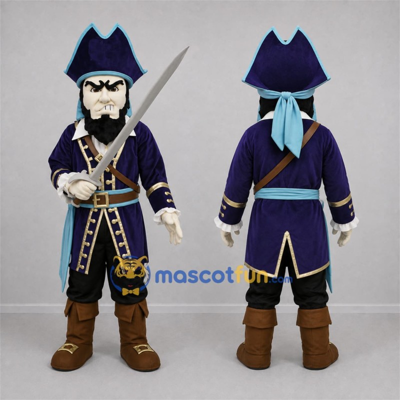 Custom Purple and Brown Pirate Captain Mascot Costume Adult Full Body Suit for Pirate Parties Custom Purple and Brown Pirate Captain Mascot Costume Adult Full Body Suit for Pirate Parties